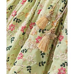 Babyhug Woven Sleeveless Choli With Lehenga & Dupatta Embroidery & Sequine Detailing - Green