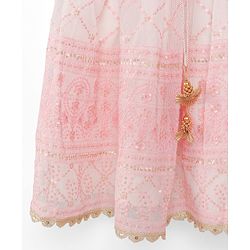 Babyhug Sleeveless Embroidered Choli with Embroidered Lehenga and Dupatta - Pink