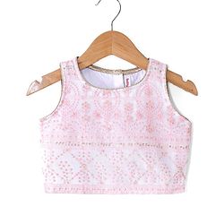 Babyhug Sleeveless Embroidered Choli with Embroidered Lehenga and Dupatta - Pink