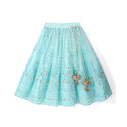 Babyhug Woven  Sleeveless Sequince Embroidered Choli with Lehenga and Dupatta - Aqua