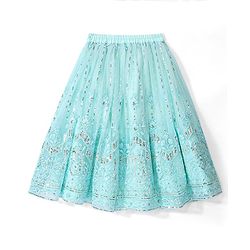 Babyhug Woven  Sleeveless Sequince Embroidered Choli with Lehenga and Dupatta - Aqua