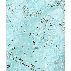 Babyhug Woven  Sleeveless Sequince Embroidered Choli with Lehenga and Dupatta - Aqua