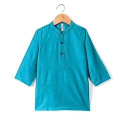 Babyhug 100% Cotton Full Sleeves Kurta & Pyjama Set With Jacket Pyramid Print - Blue