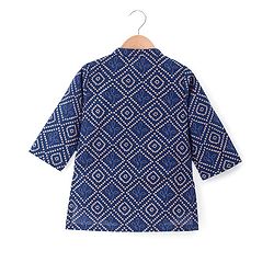 Babyhug Cotton Woven Full Sleeves Banadhani Printed Kurta & Dhoti Set - Blue