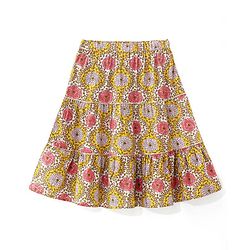 Babyhug 100% Cotton Woven Half Sleeves Choli & Lehenga with Dupatta Floral Print - Yellow