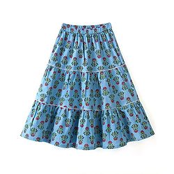Babyhug  100% Cotton Woven Half Sleeves Floral Printed Choli Lahenga Set with Dupatta - Blue