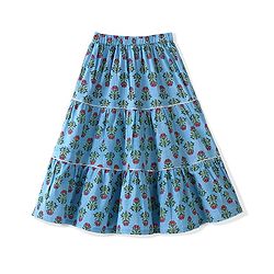 Babyhug  100% Cotton Woven Half Sleeves Floral Printed Choli Lahenga Set with Dupatta - Blue