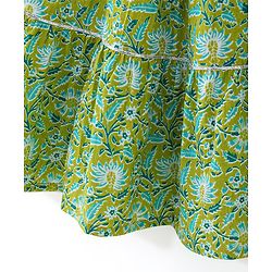Babyhug Cotton Woven Half Sleeves Choli & Lehenga Set with Dupatta Floral Printed - Green