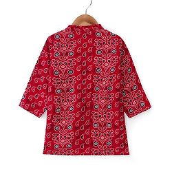 Babyhug 100% Cotton Woven Full Sleeves Bandhani Printed Kurta Dhoti Set -Red
