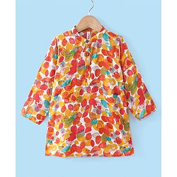 Babyhug 100% Cotton Woven Full Sleeves Kurta & Pyjama Set With Kite Print -White