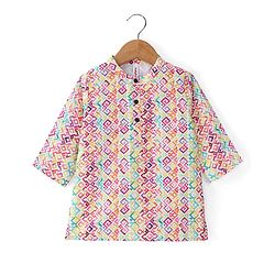 Babyhug 100% Cotton Woven Full Sleeve Printed Kurta & Dhoti Set - Multicolour