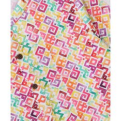 Babyhug 100% Cotton Woven Full Sleeve Abstract Print Kurta & Dhoti Set - Multicolour
