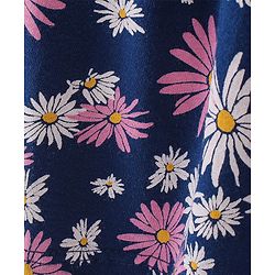 Babyhug 100% Cotton Single Jersey Knit Half Sleeves Frock Floral Print - Navy Blue