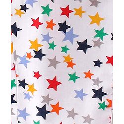 Babyhug Poplin Cotton Woven  Half Sleeves Night Suit Star Print - White