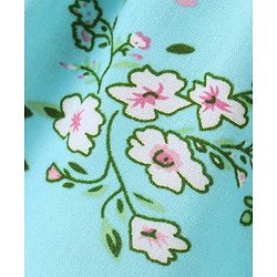Babyhug 100% Woven Half Sleeves Kaftan Top with Floral Print & Tassel Detailing - Blue