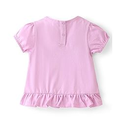 Babyhug 100% Cotton Knit Half Sleeves Top With Frill & Rainbow Sequins Detailing - Purple