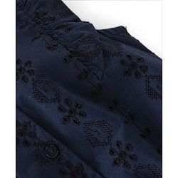 Babyhug Sleeveless Woven Top with Embroidery Detailing - Navy Blue