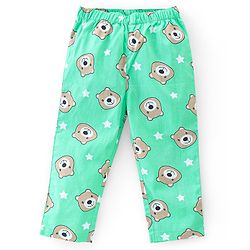 Babyhug Cotton Poplin Woven Full Sleeves Night Suit Bear Print - Green