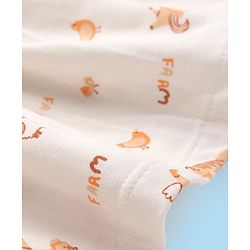 Babyhug Single Jersey Knit Half Sleeves  Frock with Animal Print - White & Brown