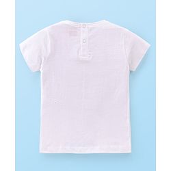 Babyhug Cotton Knit Half Sleeves T-Shirt with Graphics & Glitter Detailing - White