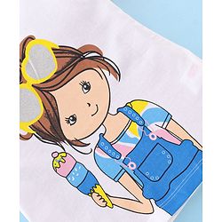Babyhug Cotton Knit Half Sleeves T-Shirt with Graphics & Glitter Detailing - White