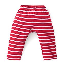 Babyhug Cotton Interlock  Knit Full Length Diaper Pants Stripes & Car Print Pack of 3 - Red Yellow & Blue