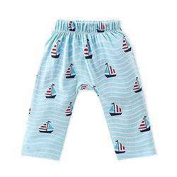 Babyhug Cotton Interlock Knit Full Length Diaper Pant Stripes & Boat Print Pack of 3 - Multicolor
