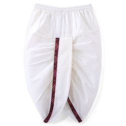 Babyhug 100% Cotton Knit Full Sleeve Kurta & Dhoti Set With Ikat Print - White & Maroon