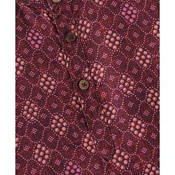 Babyhug 100% Cotton Knit Full Sleeve Kurta & Dhoti Set With Ikat Print - White & Maroon