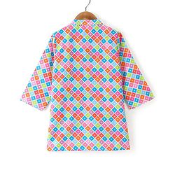 Babyhug Cotton Woven Full Sleeves Square Printed Kurta Pyjama Set -Multicolour
