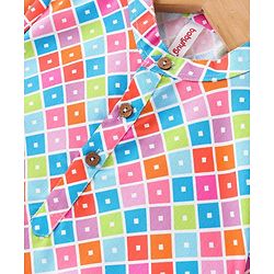 Babyhug Cotton Woven Full Sleeves Square Printed Kurta Pyjama Set -Multicolour