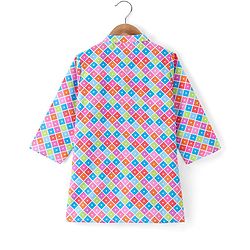 Babyhug Cotton Woven Full Sleeves Square Printed Kurta Pyjama Set -Multicolour