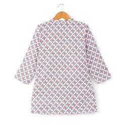 Babyhug 100% Cotton Full Sleeves Kurta & Pyjama Set With Ikat Print - White