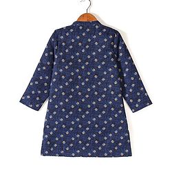Babyhug Cotton Woven Full Sleeves Floral Printed Kurta Pyjama Set -Blue