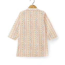 Babyhug 100% Cotton Woven Full Sleeves Diamond Printed Kurta Pyjama Set -Yellow