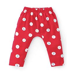 Babyhug Cotton Full Length Diaper Pant Stipes & Numbers Print Pack of 3 - Blue & Red