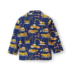 Babhyhug Cotton Woven Full Sleeves Night Suit Construction Vehicle Print - Blue