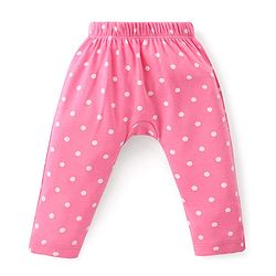 Babyhug Interlock Cotton Knit Full Length Diaper Leggings Solid Dot Floral Print Pack Of 3- Pink Purple & White
