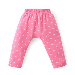 Babyhug Interlock Cotton Knit Full Length Diaper Leggings Solid Dot Floral Print Pack Of 3- Pink Purple & White