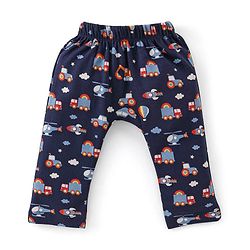 Babyhug Cotton Knit Full Length Diaper Pants Car Print Pack of 3 -Multicolour