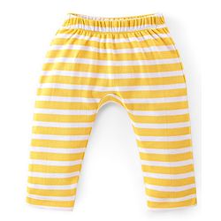 Babyhug Interlock Full Length Diaper Pants Tiger Printed & Striped Pack of 3 - Yellow & Blue