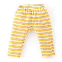 Babyhug Interlock Full Length Diaper Pants Tiger Printed & Striped Pack of 3 - Yellow & Blue
