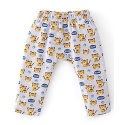 Babyhug Interlock Full Length Diaper Pants Tiger Printed & Striped Pack of 3 - Yellow & Blue