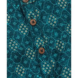 Babyhug 100% Cotton Woven Full Sleeves Polka Dot  Printed Kurta Pyjama Set - Teal Blue
