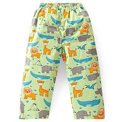 Babyhug Cotton Knit Full Sleeves Lion Printed Night Suit - Green