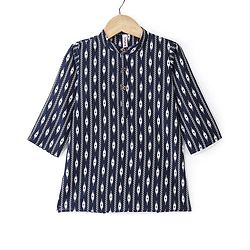 Babyhug Cotton Woven Full Sleeves Printed Kurta Pyjama Set -Navy Blue