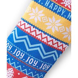Babyhug Cotton Full Length Diaper Leggings Striped & Intarsia Print Pack of 3 - Blue & Red