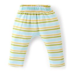 Babyhug Interlock Cotton Knit Full Length Diaper Pants Stripes & Dino Print Pack of 3 - Multicolor