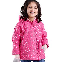 Babyhug Full Sleeves Hoodie Stars Printed - Pink