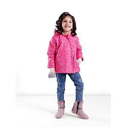 Babyhug Full Sleeves Hoodie Stars Printed - Pink